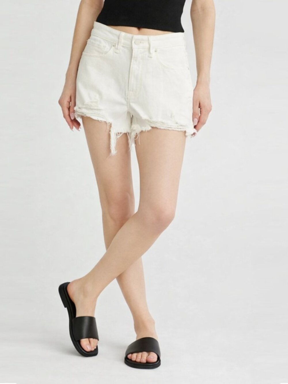 Good American Good '90 Denim Cloud White Shorts